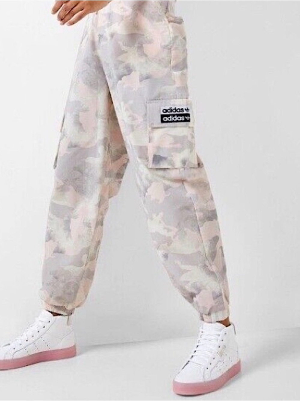 Adidas Pink/Gray Camo Cargo Joggers Size M